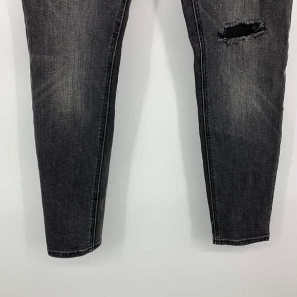 Old Navy Rockstar Jeans Distresssed Super Skinny Gray Black Mid Rise - Picture 5 of 10